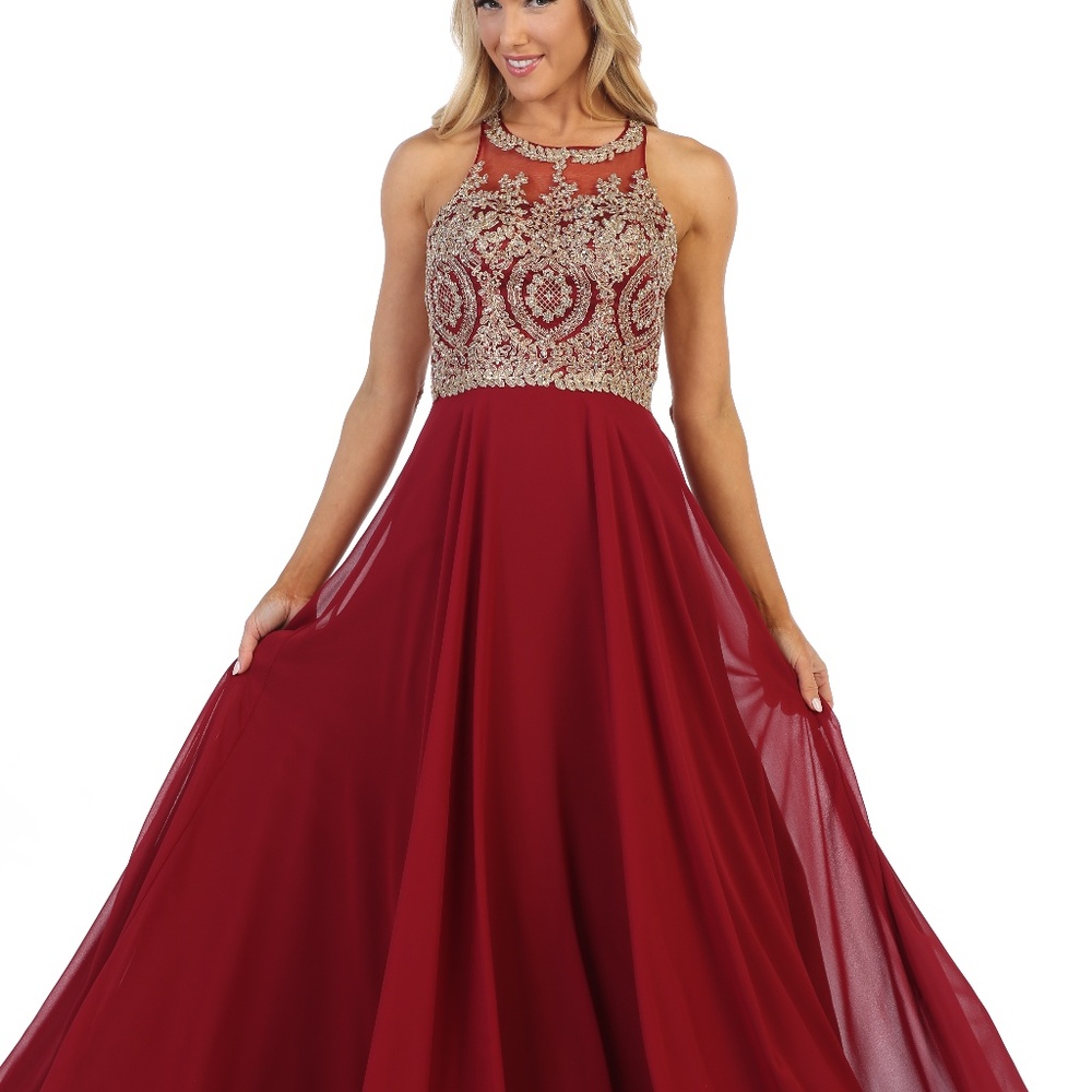 Burgundy Prom Maxi Dress